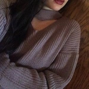 Lavender chocker sweater with zippers and cut out